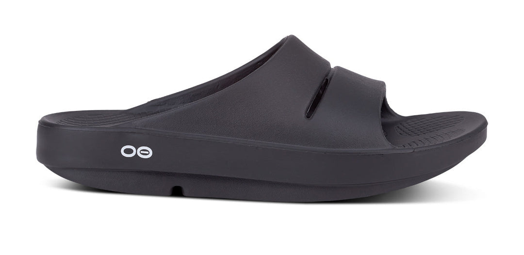 OOFOS OOahh slide sandal in Black, side view