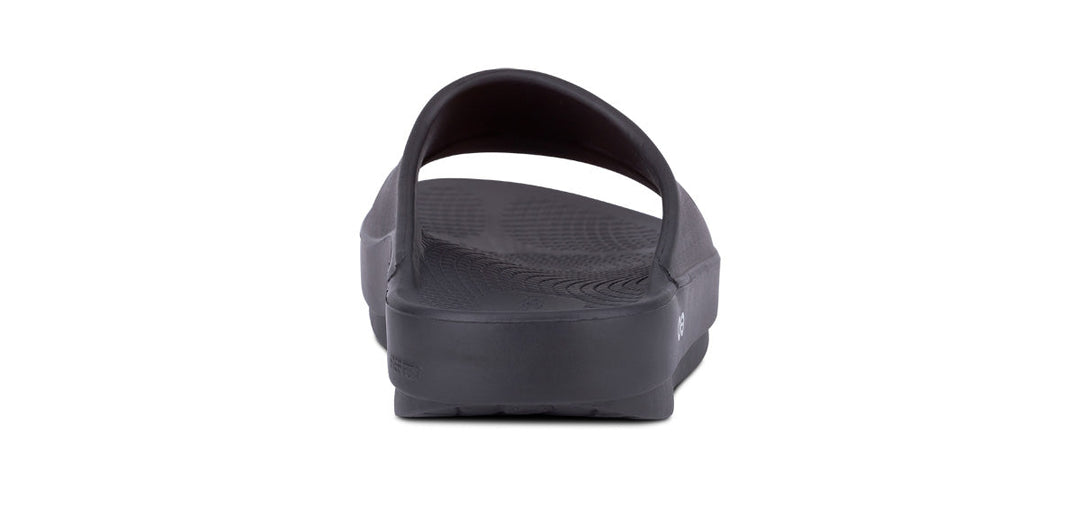 OOFOS OOahh unisex recovery slide in Black, back view