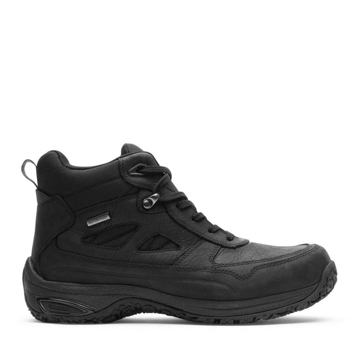 Dunham Cloud Plus Mid II waterproof boot in black, outer side view