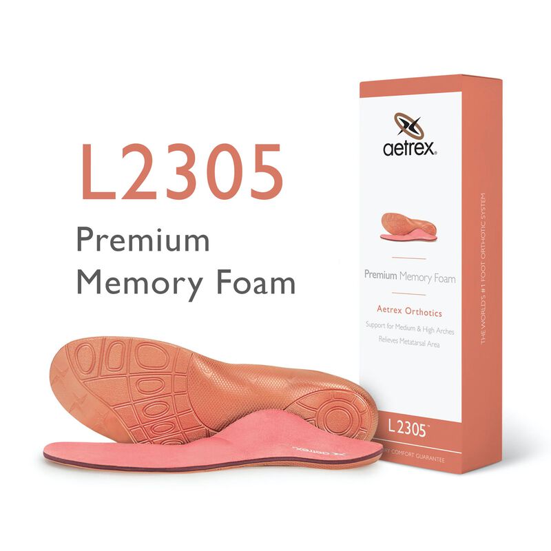 Aetrex Women's Premium Memory Foam Orthotics W/ Metatarsal Support angled view