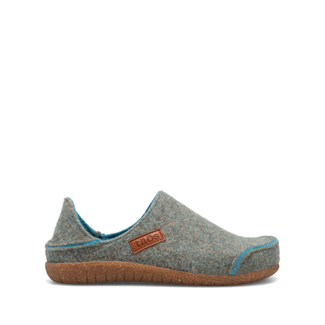 Taos Convertawool unisex slipper in Blue/Turquoise, outside view