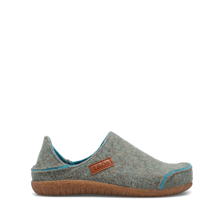 Taos Convertawool unisex slipper in Blue/Turquoise, outside view