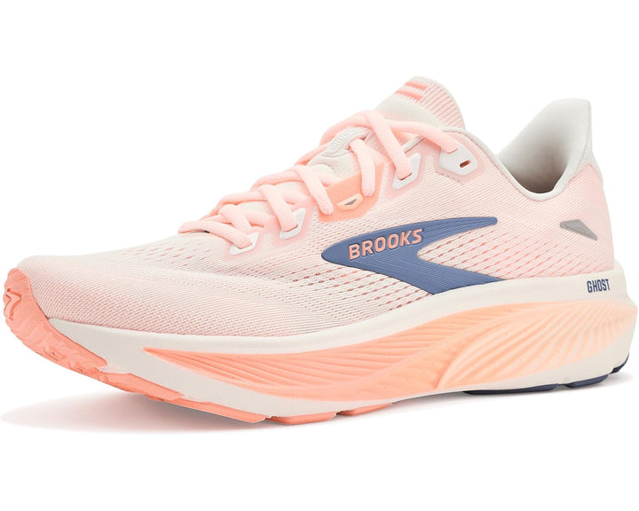 Brooks Ghost 18 Star White Cyber Peach womens running shoe