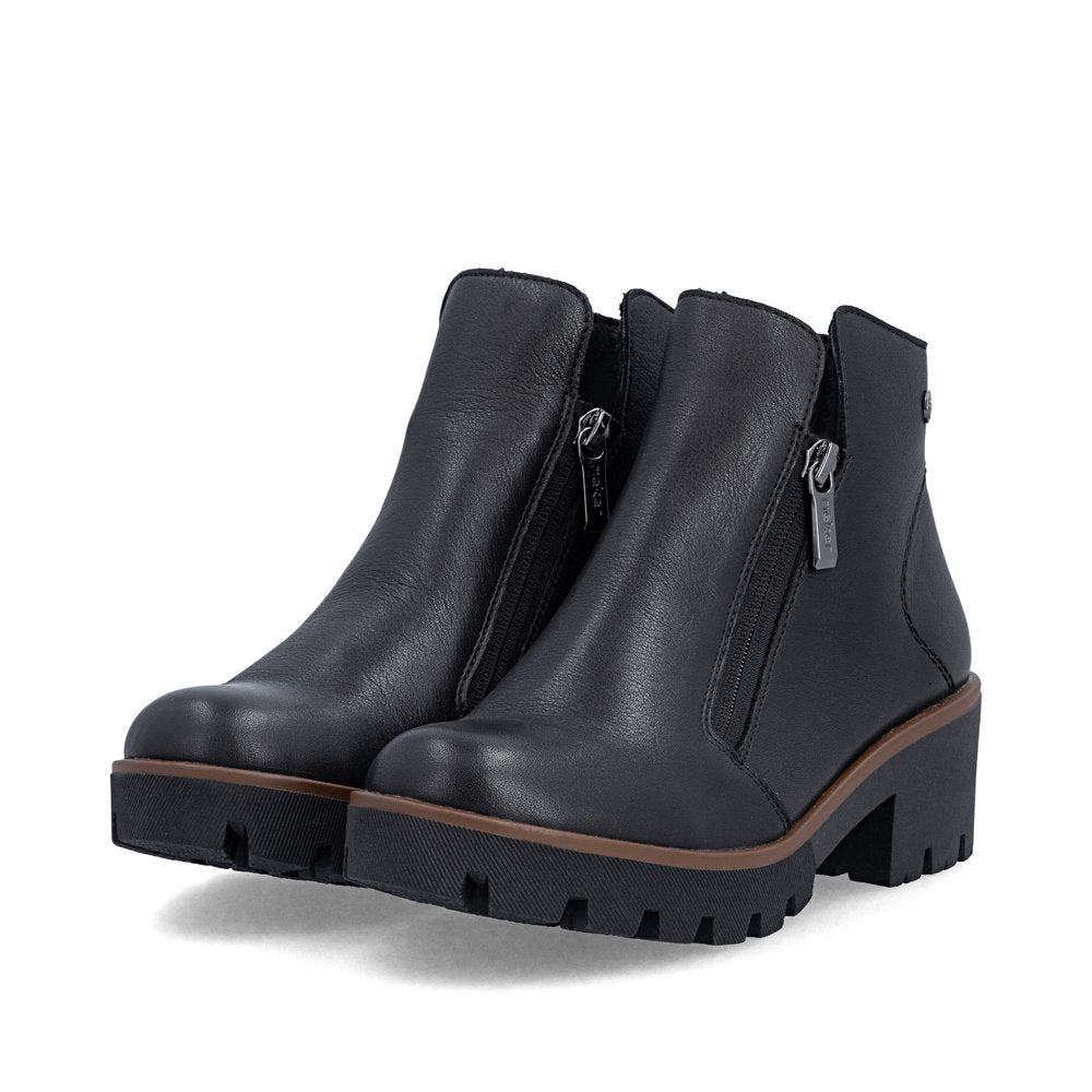 Rieker Amalia black Chelsea boot front angle