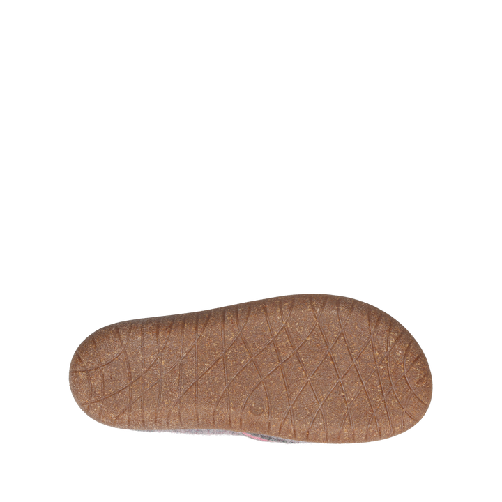 Taos Convertawool unisex slipper in Gray/Rose, sole view