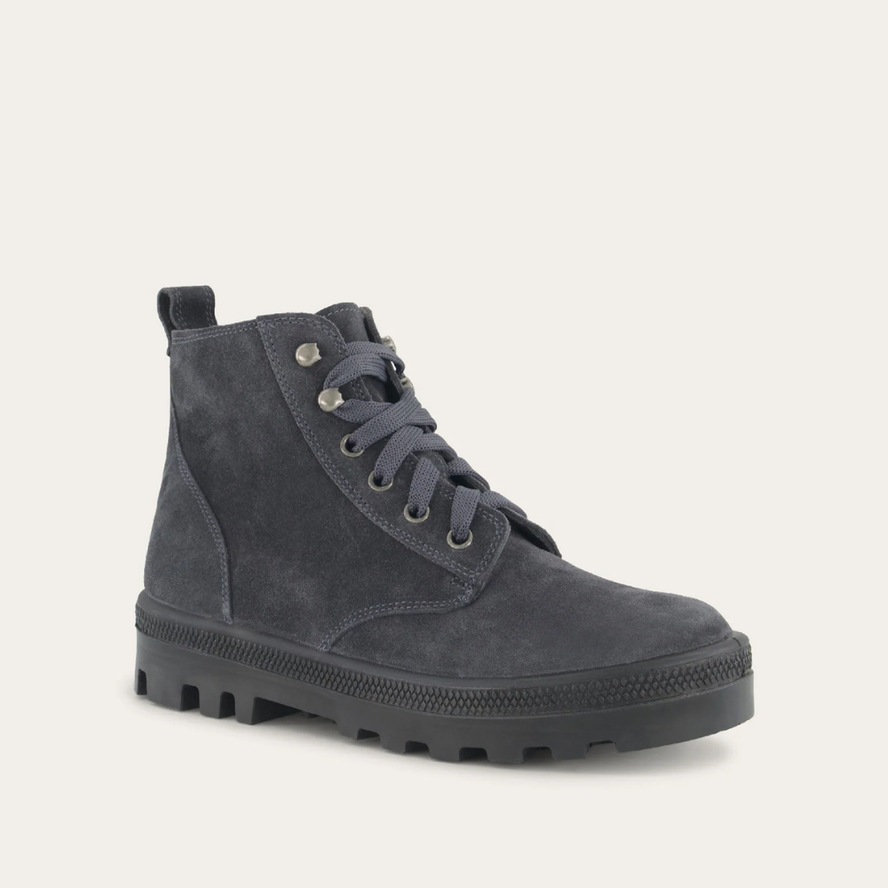 Naot Canoe women's suede bootie in Charcoal, alternate side view