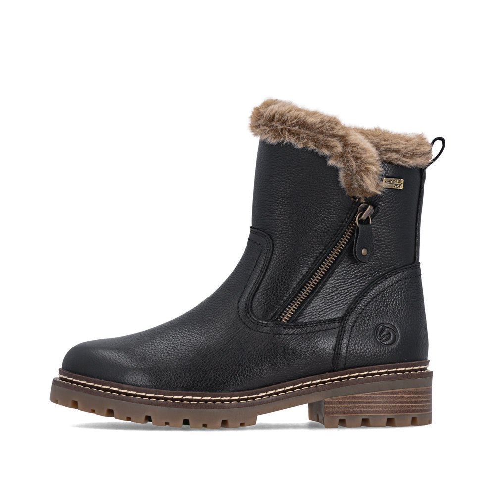 Remonte Stefanie 83 D0B83-03 black boot, outer side view with zipper