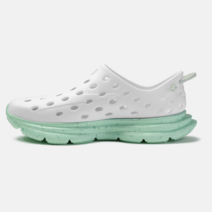 Kane Revive unisex recovery shoe in White / Spring, side view