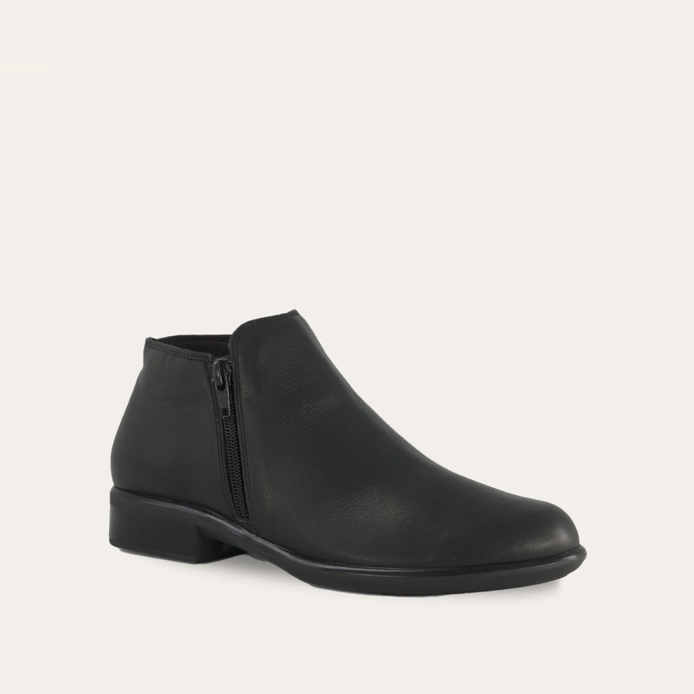Naot Helm women's leather bootie in Black, alternate side view
