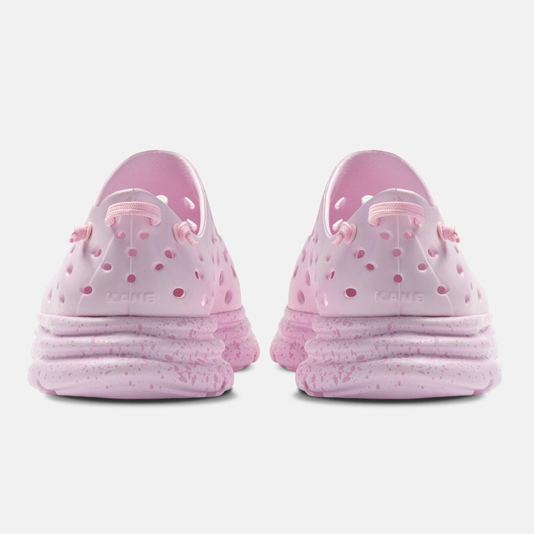 Kane Revive unisex recovery shoe in Bubblegum / Pink Speckle, back view