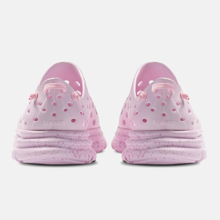 Kane Revive unisex recovery shoe in Bubblegum / Pink Speckle, back view