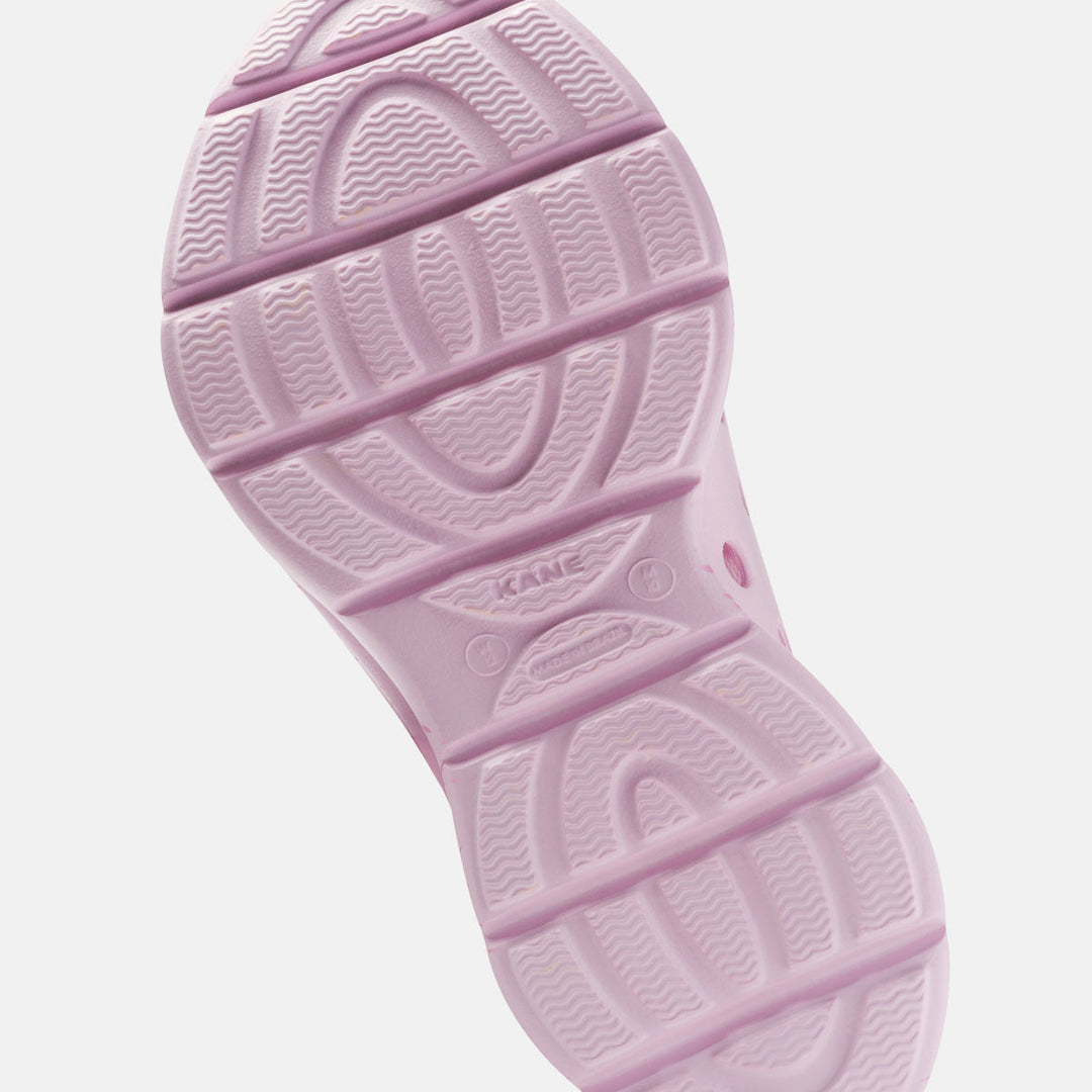 Kane Revive unisex recovery shoe in Bubblegum / Pink Speckle, bottom view