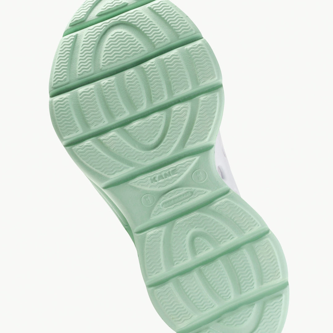 Kane Revive unisex recovery shoe in White / Spring, bottom view