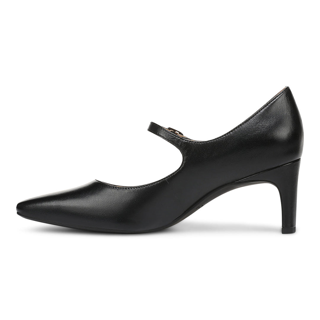 Vionic Samira black leather Mary Jane heel, left side view