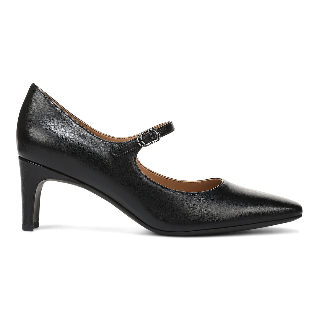 Vionic Samira black leather Mary Jane heel, right side view