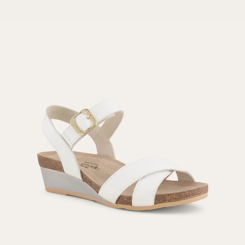 Naot Throne women's leather wedge in White, alternate side view
