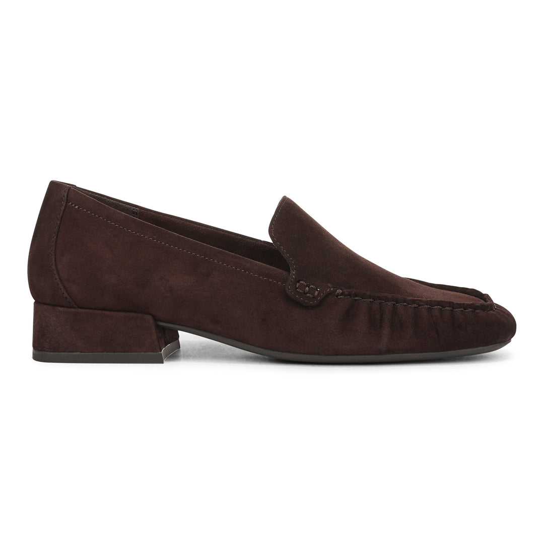 Vionic Pilar chocolate suede loafer, right side view