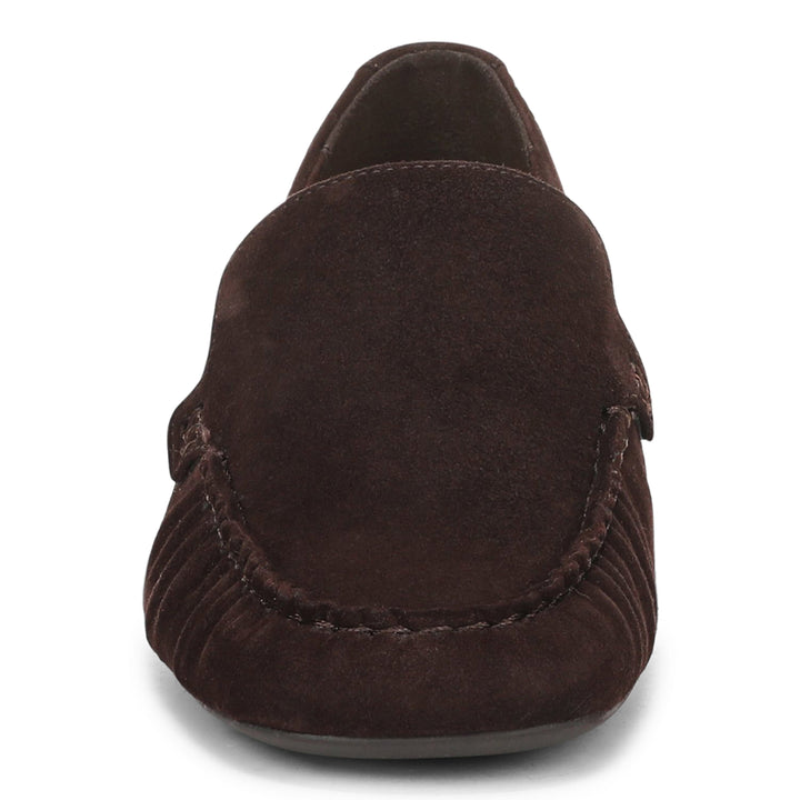 Vionic Pilar chocolate suede loafer, top view