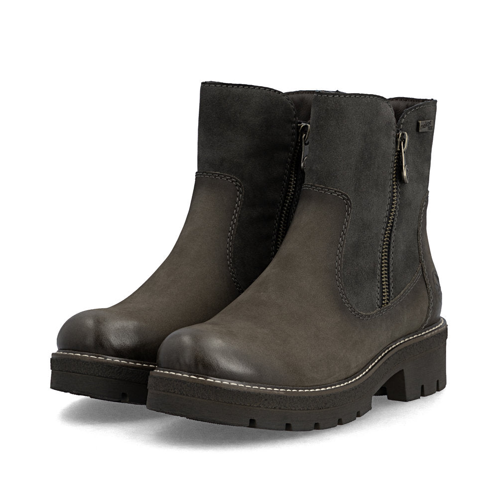 Rieker Sabrina 51 women's bootie in Smoke/Anthracite, outer side view