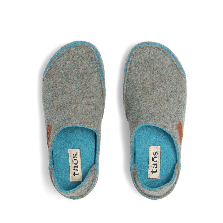 Taos Convertawool unisex slipper in Blue/Turquoise, top view