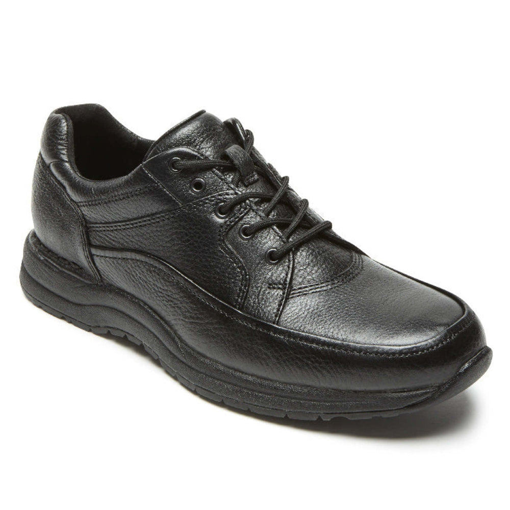 Rockport Edge Hill 2 Lace-to-Toe shoe in Black Leather, three-quarter view
