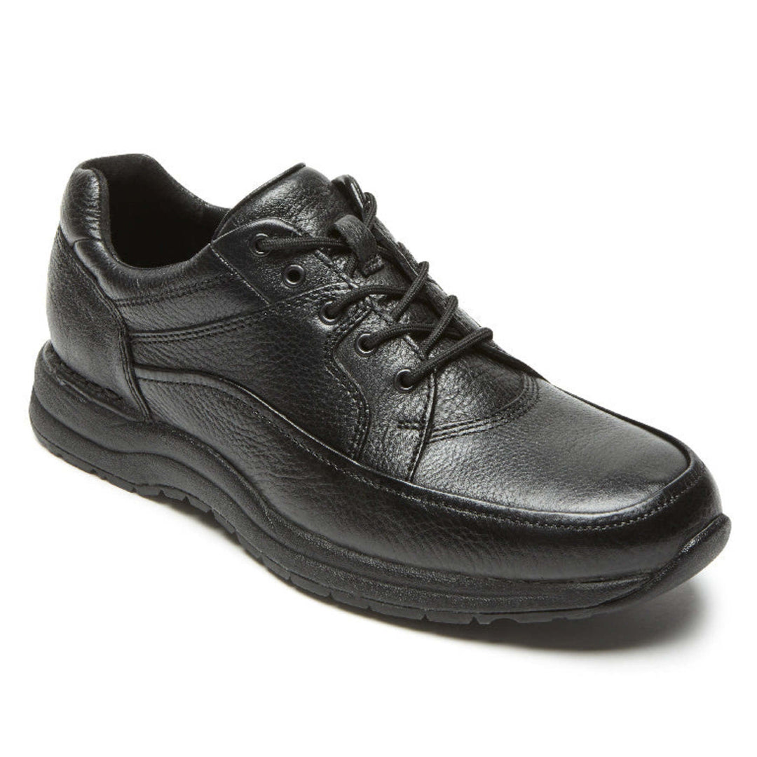 Rockport Edge Hill 2 Lace-to-Toe shoe in Black Leather, three-quarter view