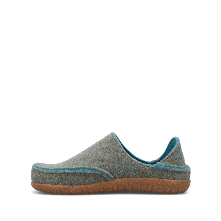 Taos Convertawool unisex slipper in Blue/Turquoise, instep view
