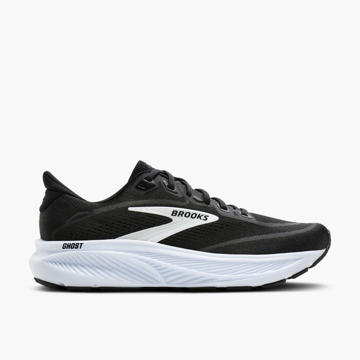 Mens Brooks Ghost 18 in Black/Grey/White, side view