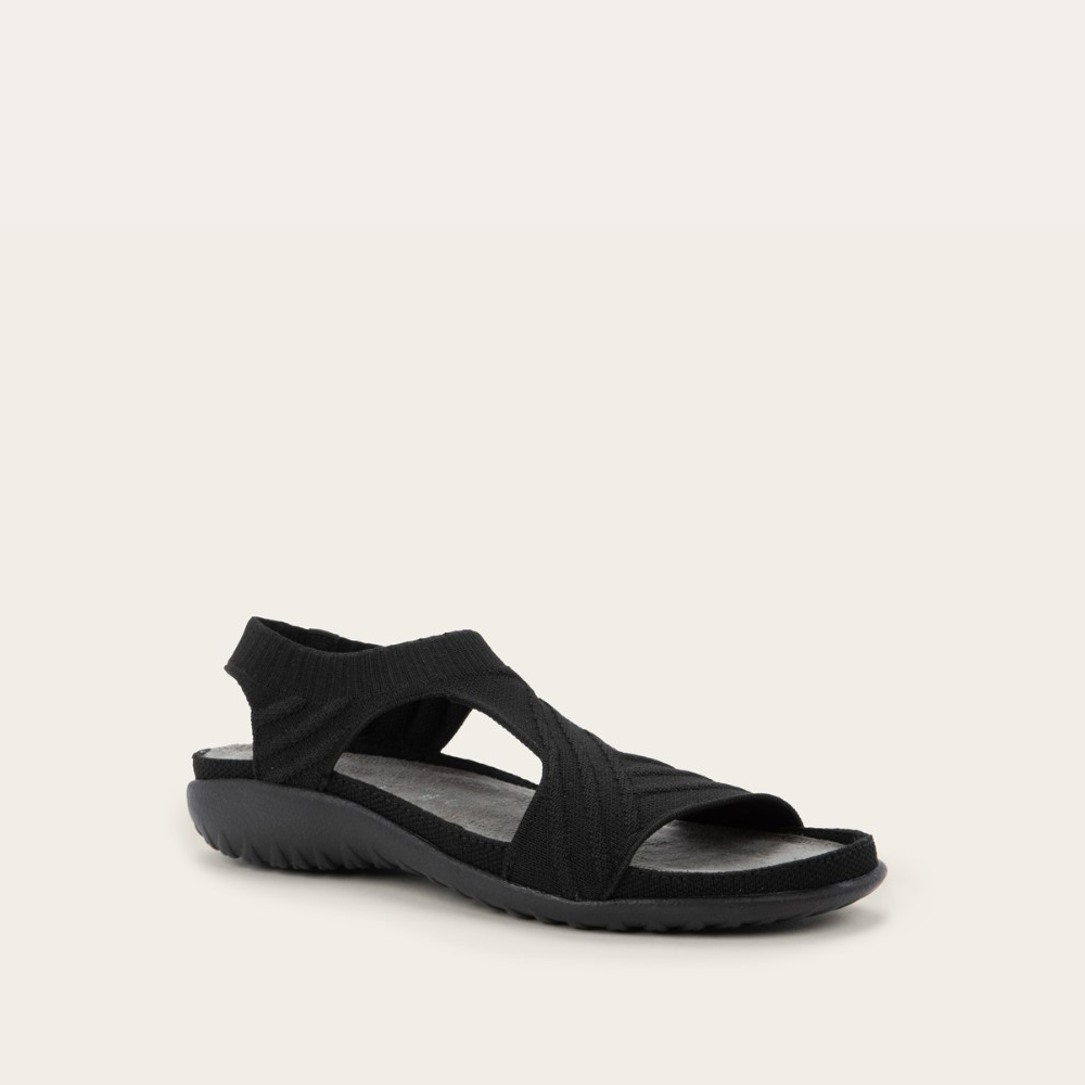 Naot Kawhia women's vegan knit sandal in Black, alternate side view