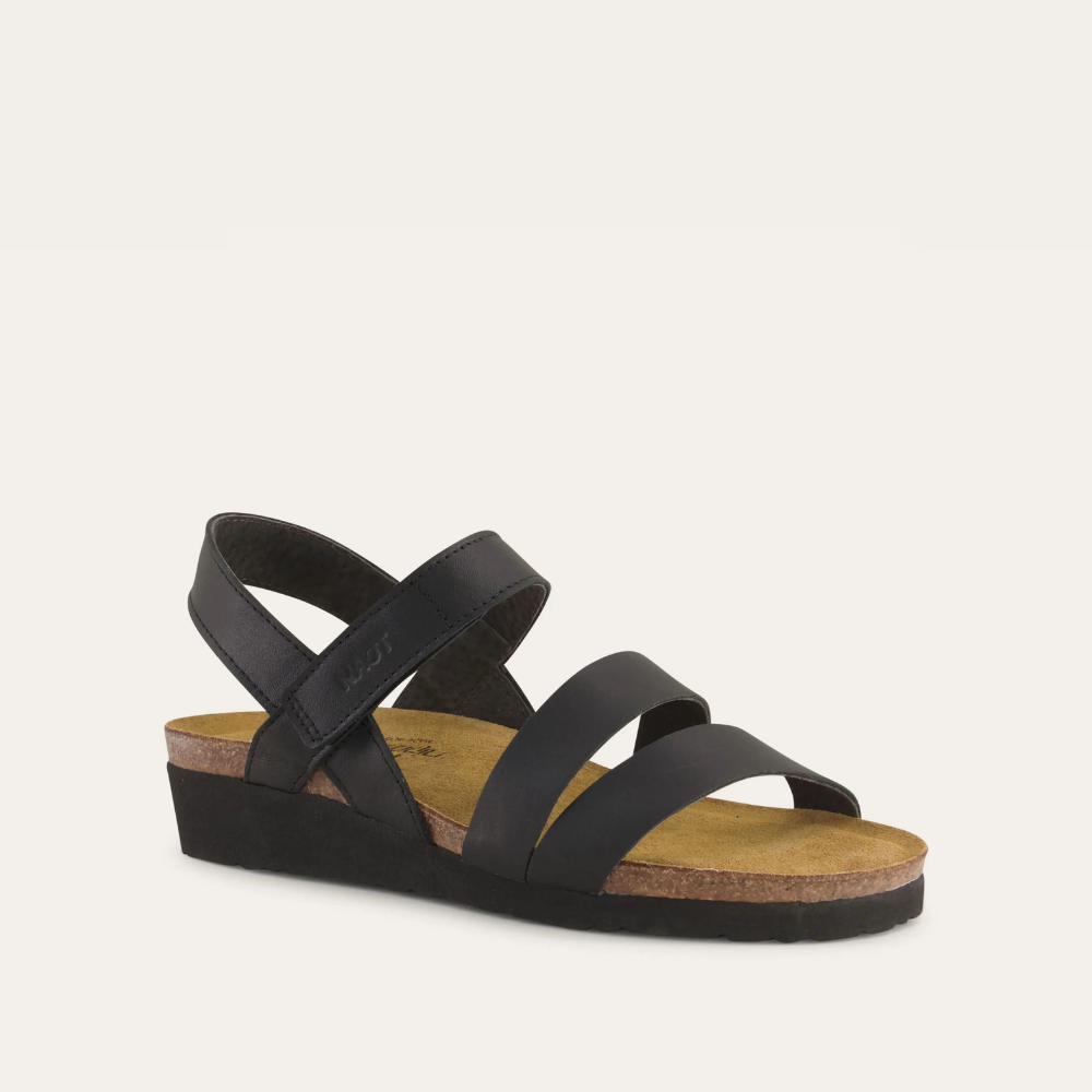 Naot Kayla in Black Matte Leather, front three-quarter view